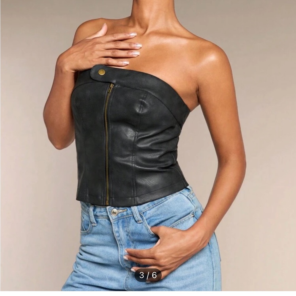 SHEIN Black Faux Leather Top